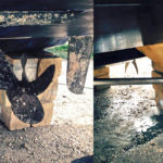 a before and after of a boats propeller with barnacle buildup before and after marine sandblasting surfaces cleared it
